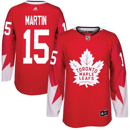 Adidas Maple Leafs #15 Matt Martin Red Team Canada Authentic Stitched NHL Jersey - Click Image to Close
